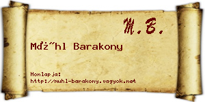 Mühl Barakony névjegykártya